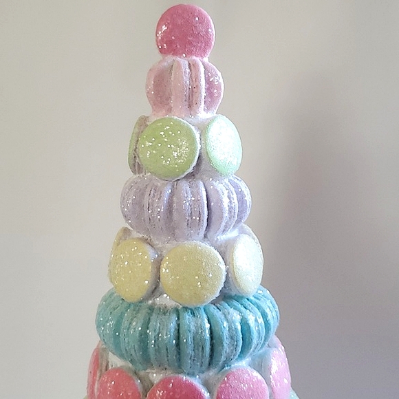 Christmas Candy Land Macaroon Pastel Glitter Sprinkle Sugar Dessert Tree - Picture 4 of 13